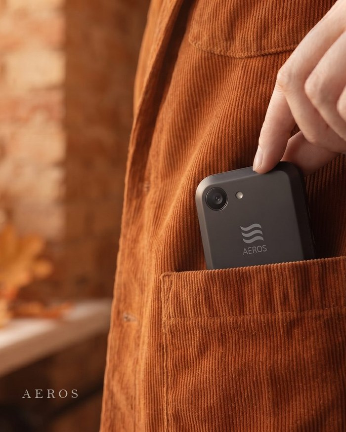 The concept phone going into a corduroy jacket pocket